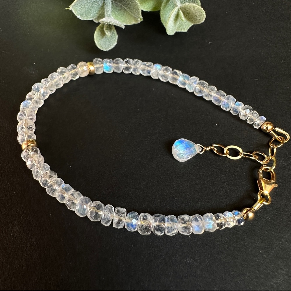 Moonstone Bracelet natural gemstone beaded bracelet 14k gold fill bridal jewelry